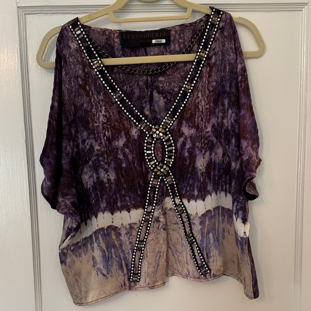 Purple Beaded Women's Blouse - Size S
